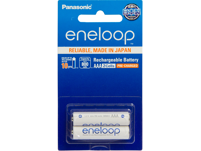 ถ่านชาร์จ Panasonic eneloop ขนาด AAA  800Mah. แพ็ค 2 ก้อน