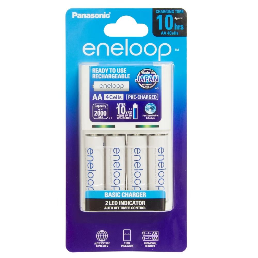 เครื่องชาร์จถ่านชาร์จ Panasonic eneloop พร้อมถ่านชาร์จ AA 4 ก้อน