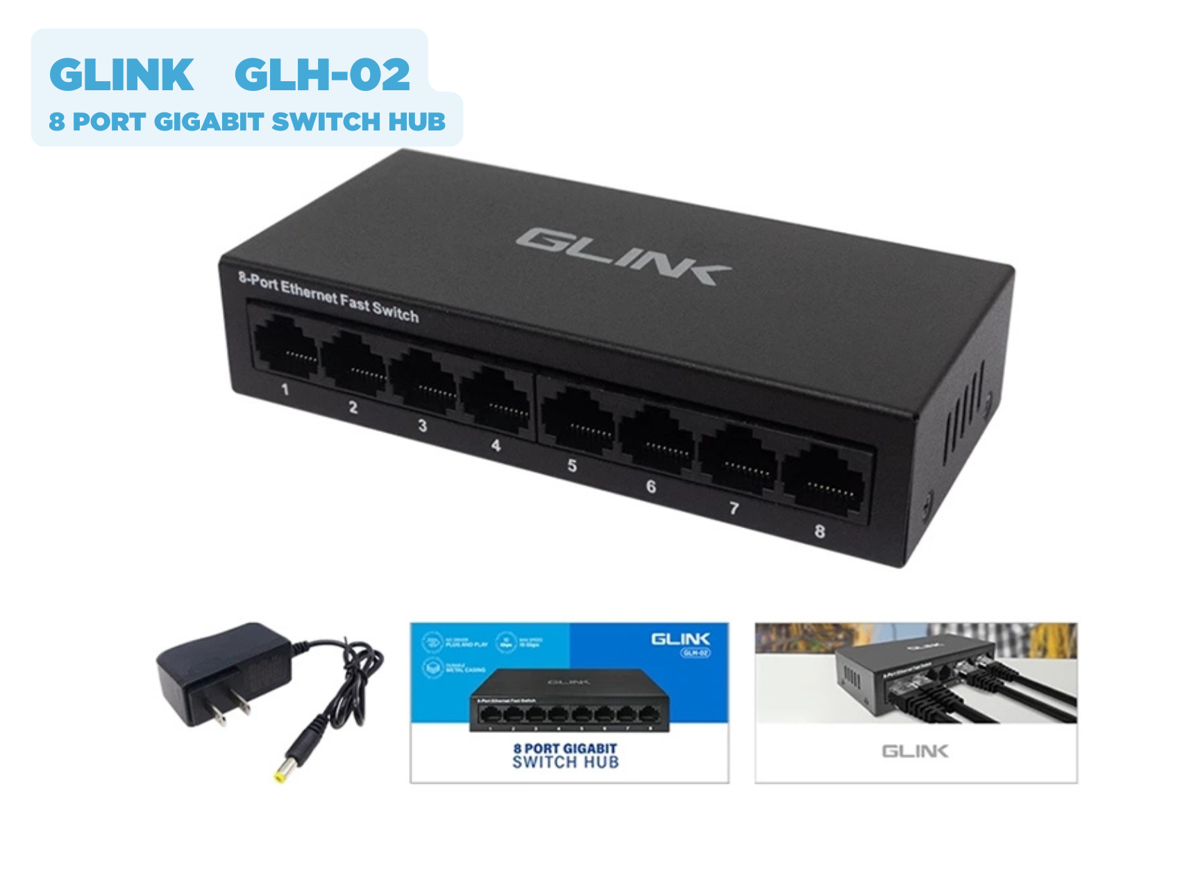 GLINK 8PORT GIGABIT SWITCH HUB Max Speed 10Gbps