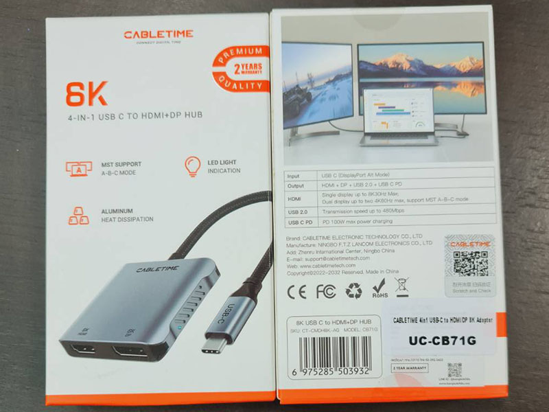 CABLETIME  USB -C 4IN1 HDMI+DISPLAY+USB+USB-C