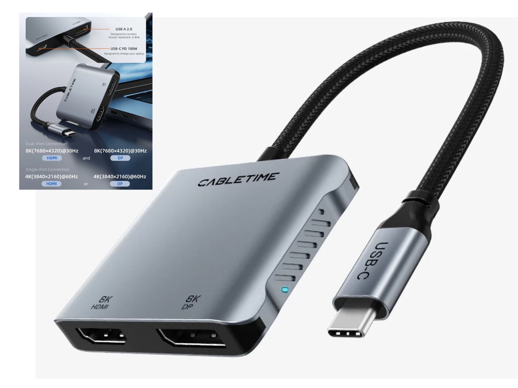 CABLETIME  USB -C 4IN1 HDMI+DISPLAY+USB+USB-C