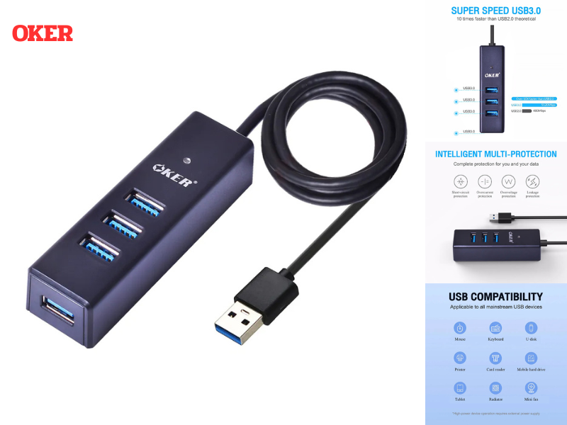 OKER USB V3.0 HUB 4PORT สายยาว 80เซ็นติเมตร