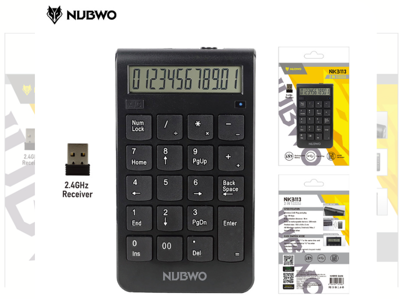 Nubwo Numeric 2in1 Keypad+Calculator Wireless (NKB-113)