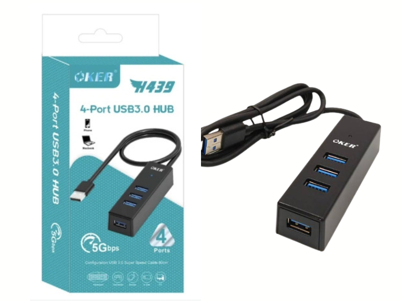 OKER H439 USB3.0 HUB 4port data transfer rate UP to 5Gbps