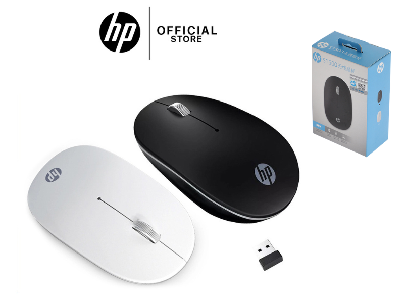 HP S1500 WIRELESS OPTICAL MOUSE 1600dpi สีดำ สีขาว