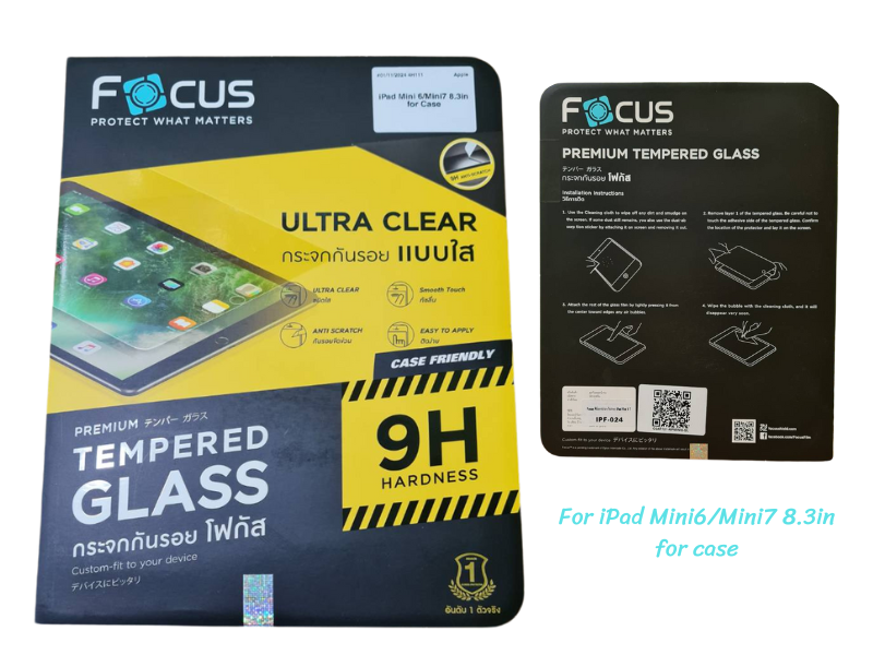 FOCUS กระจกกันรอย แบบใส สำหรับ iPad Mini 6 / Mini 7 8.3in