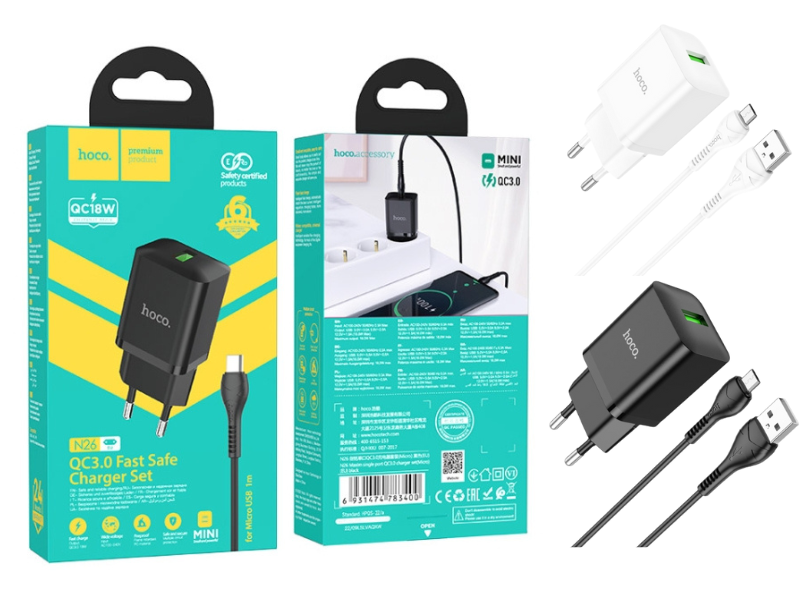 hoco N26 ชุดชาร์จมือถือ พร้อมสายชาร์จ USB-C 1เมตร