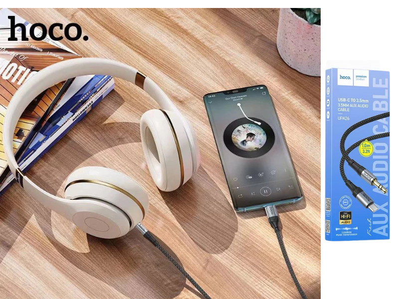 hoco UPA26 USB-C TO 3.5mm. AUX AUDIO CABLE 1.0M hoco UPA26 USB-C TO 3.5mm. AUX AUDIO CABLE 1.0M