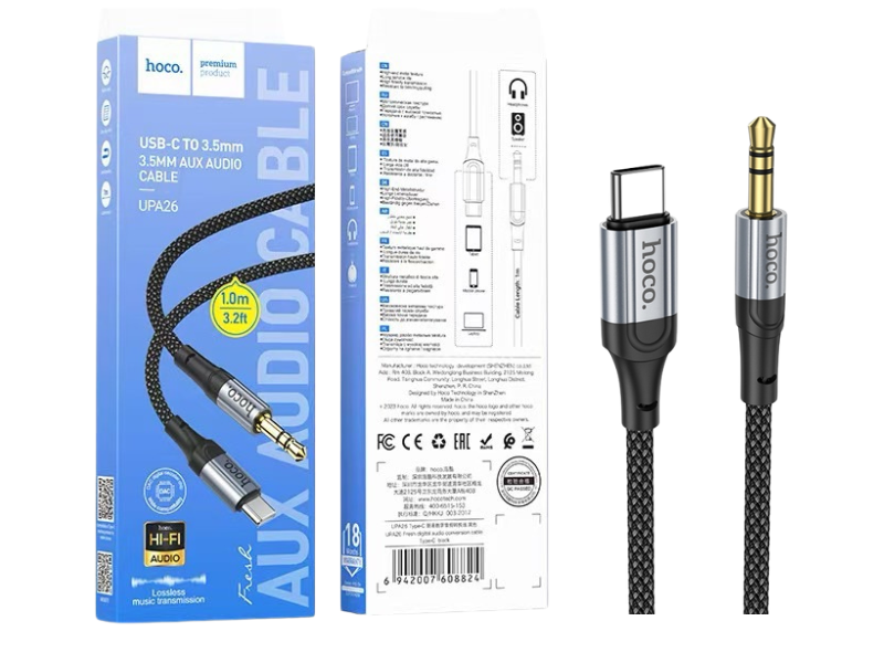 hoco UPA26 USB-C TO 3.5mm. AUX AUDIO CABLE 1.0M