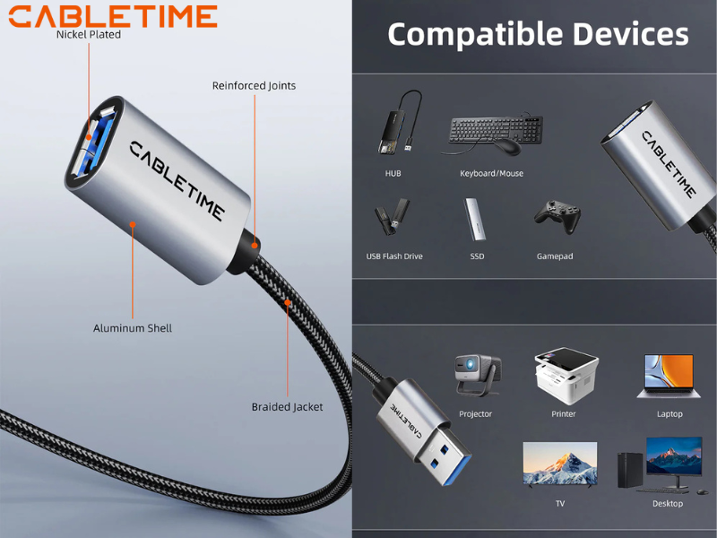 CableTime USB3.0 EXTENSION CABLE AM-AF สายยาว 3.0เมตร CableTime USB3.0 EXTENSION CABLE AM-AF สายยาว 3.0เมตร