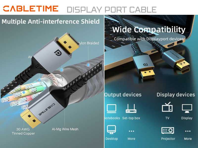 CABLETIME DISPLAY PORT V1.4 8K@60Hz. 4K@120Hz. 5.0M