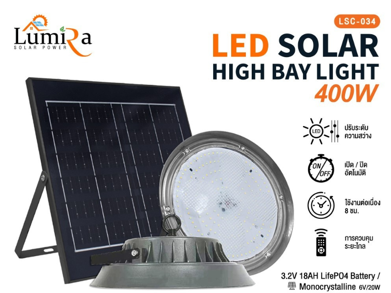 LUMIRA โคมไฟโซล่าเซลล์พร้อมแผงโซล่าเซลล์ 400วัตต์