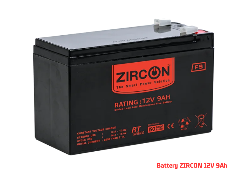 ZIRCON BATTERY 12V 9.0AH เเบตเตอรี่เครื่องสำรองไฟ