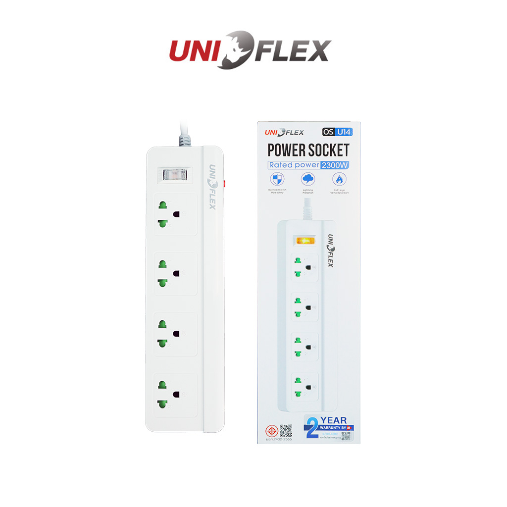ปลั๊กไฟ UNIFLEX POWER SOCKET U14 3M (WHITE) ปลั๊กไฟ UNIFLEX POWER SOCKET U14 3M (WHITE)