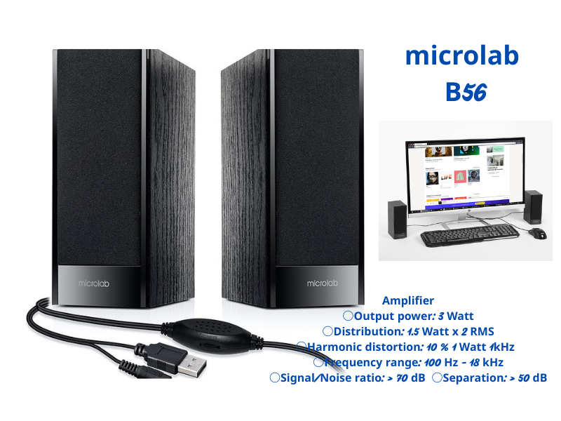 microlab B56 ลำโพงเดสก์ท็อปขนาดกะทัดรัดสำหรับเครื่องคอม โน๊ตบุ๊ค