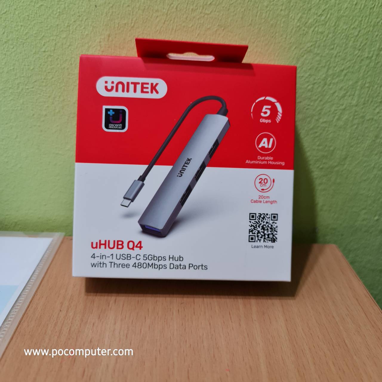UNITEK H1208B USB TYPE-C HUB 4port 5Gbps. สายยาว 20ซม.