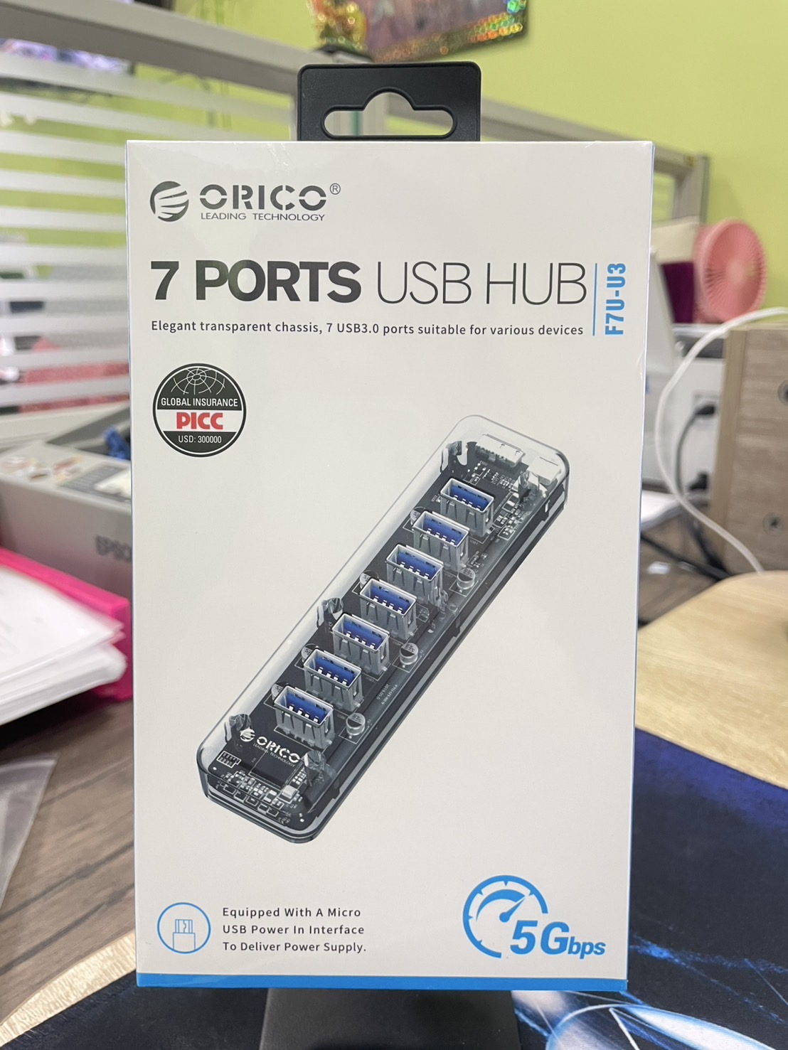 ORICO 7PORT USB3.0 HUB Data Transfer Rate 5bps.