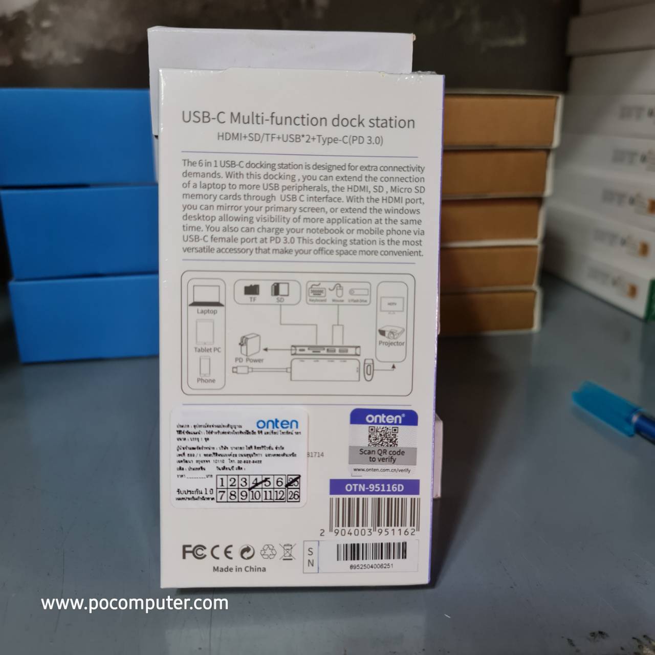 ONTEN USB-C Multi-function dock station  HDMI+SD/TF+USB+PD