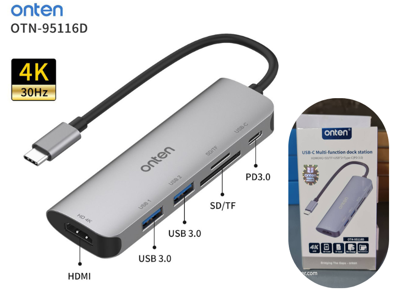 ONTEN USB-C Multi-function dock station  HDMI+SD/TF+USB+PD