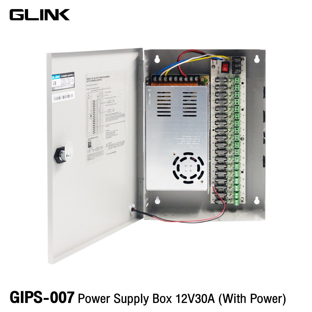 GLINK Power Supply 12V 30A with Box GLINK รุ่น GIPS-007 GLINK Power Supply 12V 30A with Box GLINK รุ่น GIPS-007