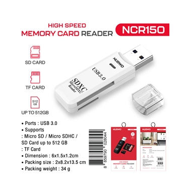 NUBWO USB CARD READER for SD ,CARD TF CATD สีขาว สีดำ NUBWO USB CARD READER for SD ,CARD TF CATD สีขาว สีดำ