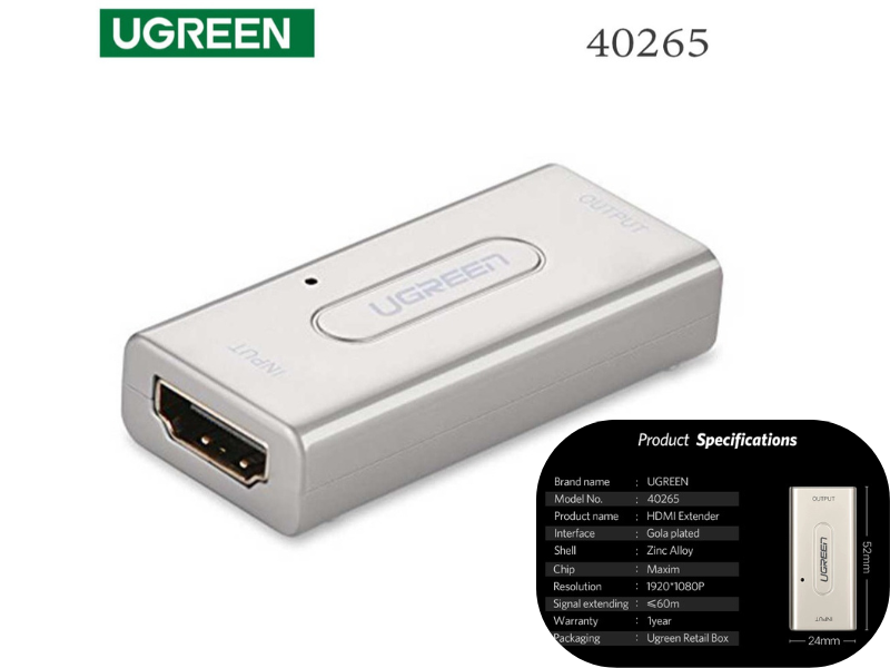 UGREEN 40265 HDMI Extender Signal Booster Active HDMI to HDMI Connector Repeater 1080P