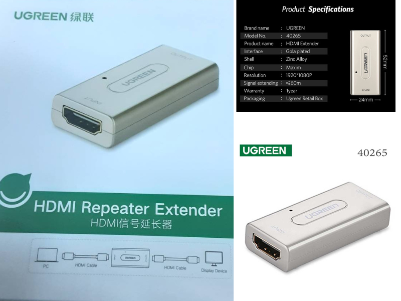 UGREEN 40265 HDMI Extender Signal Booster Active HDMI to HDMI Connector Repeater 1080P