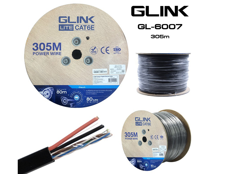 GLINK CAT6 UTP Cable (305m/Box) Outdoor Power Wire รุ่น GL-6007 GLINK CAT6 UTP Cable (305m/Box) Outdoor Power Wire รุ่น GL-6007