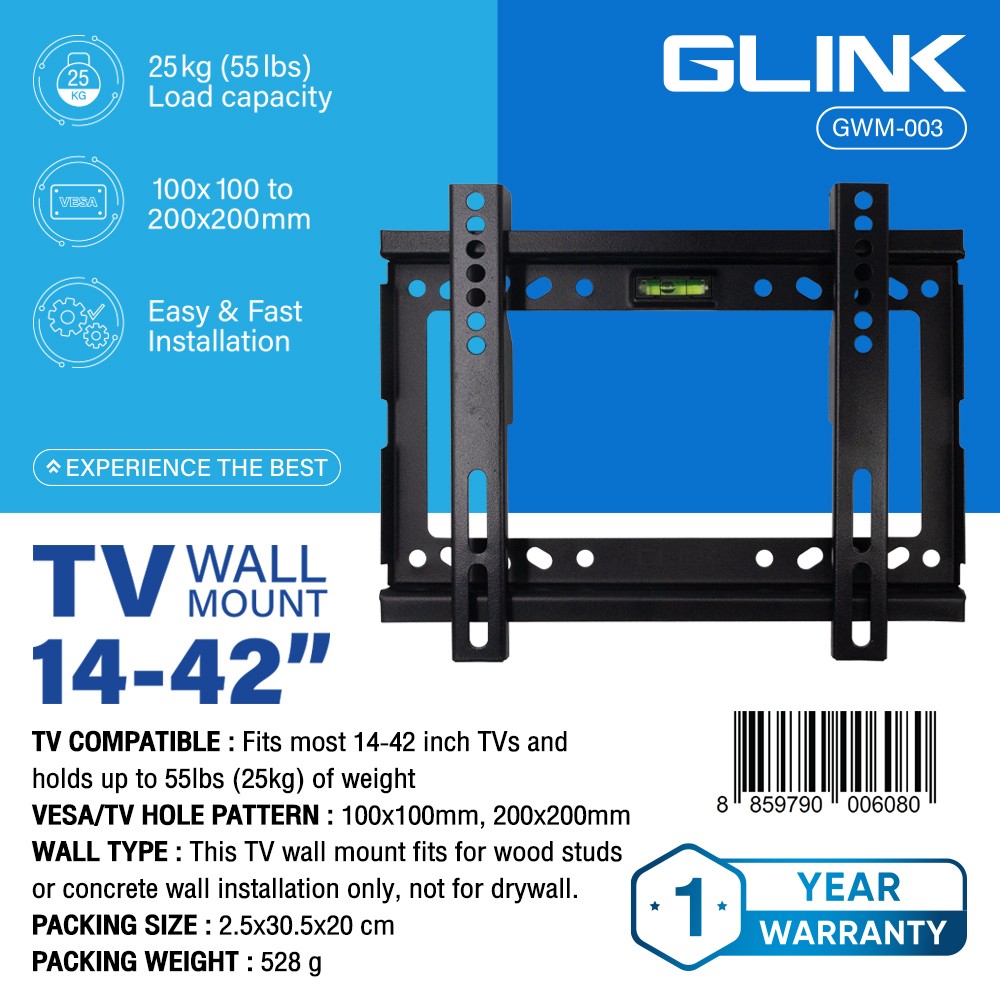 GLINK GWM-003 ขาแขวนทีวียึดติดผนัง ขนาดทีวี 14-42นิ้ว