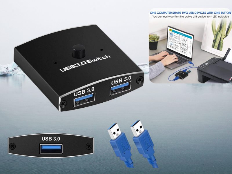 USB 3.0 Sharing Switch Box 2คอม-1พริ้น หรือ 2พริ้น-1คอม