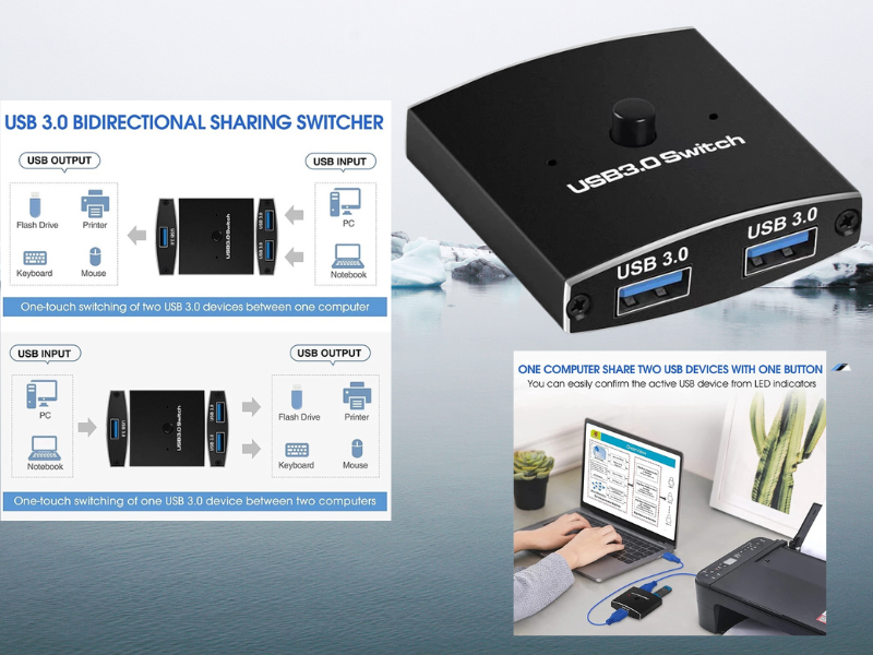 USB 3.0 Sharing Switch Box 2คอม-1พริ้น หรือ 2พริ้น-1คอม USB 3.0 Sharing Switch Box 2คอม-1พริ้น หรือ 2พริ้น-1คอม