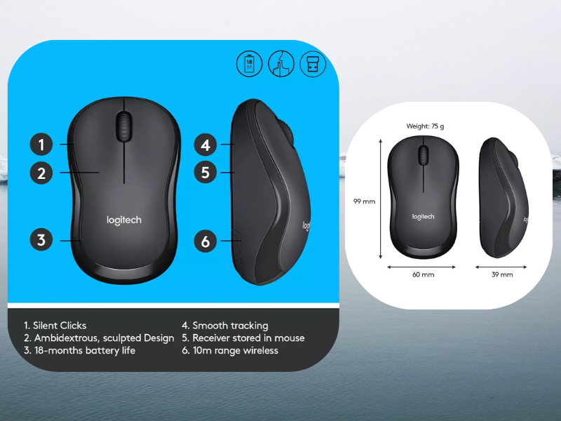 Logitech M221 Mouse Wireless Silent Click เมาส์ไร้สาย ไร้เสียงคลิ๊ก
