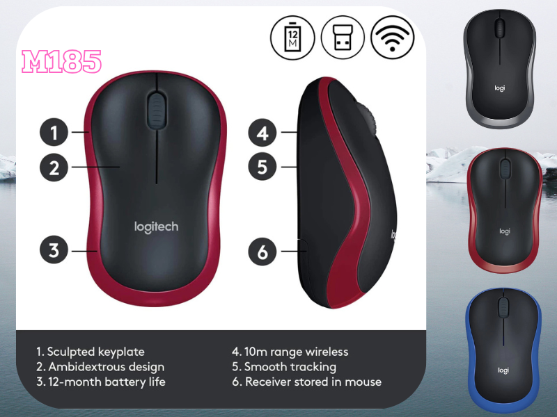 Logitech M185 Mouse Wireless Plus Comfort M185 เมาส์ไร้สาย Logitech M185 Mouse Wireless Plus Comfort M185 เมาส์ไร้สาย