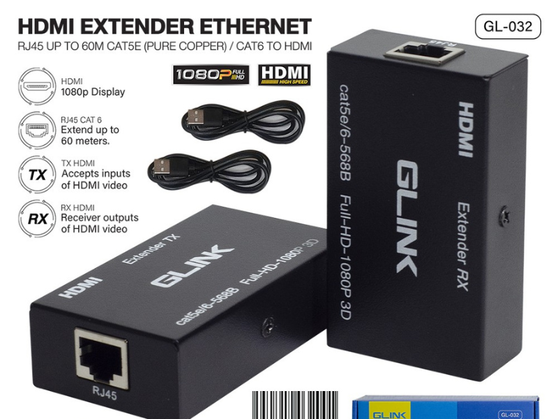Glink HDMI Extender Cat5e/Cat6e 60M GL-032 อุปกรณ์ขยายสัญญาณ