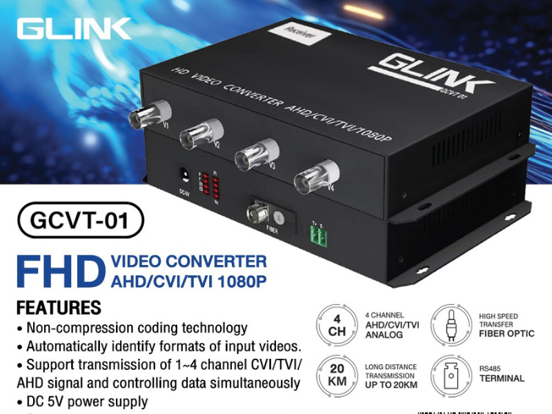 GLINK GCVT-01 CCTV FIBER OPRIC VIDEO CONVERTER 4CH