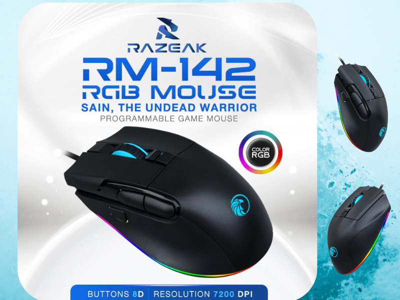 Razeak RM-142 RGB MOUSE เมาส์เกมมิ่งมีไฟ RGB Razeak RM-142 RGB MOUSE เมาส์เกมมิ่งมีไฟ RGB