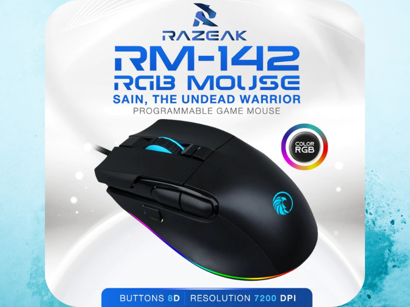 Razeak RM-142 RGB MOUSE เมาส์เกมมิ่งมีไฟ RGB Razeak RM-142 RGB MOUSE เมาส์เกมมิ่งมีไฟ RGB