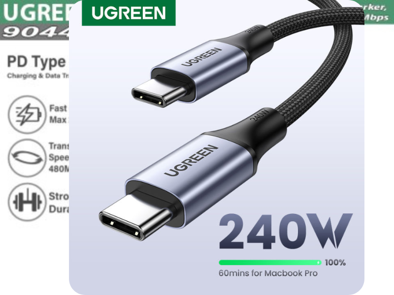 UGREEN US535,90440 USB Type C Fast Charging Cord PD3.1 240W 2.0M UGREEN US535,90440 USB Type C Fast Charging Cord PD3.1 240W 2.0M