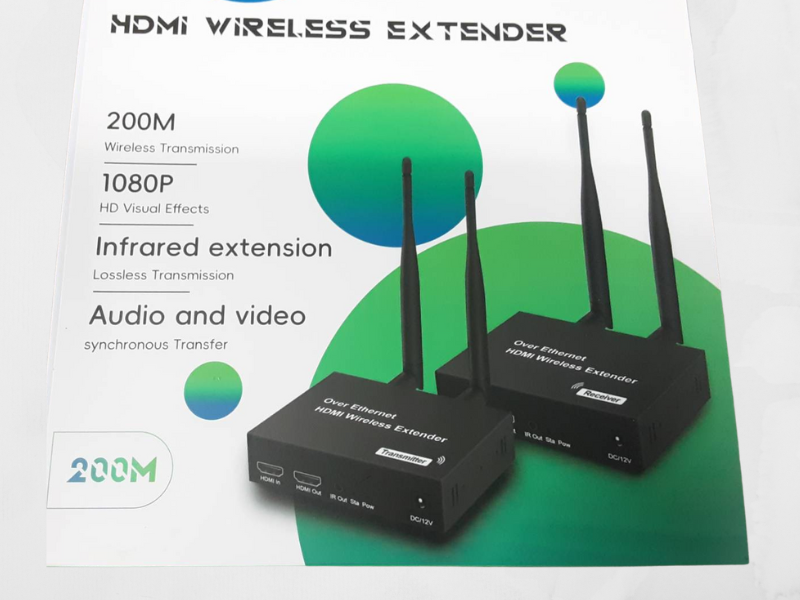 HDMI Wireless Extender 200m TX/RX ระยะสัญญาณนอกอาคาร 200เมตร