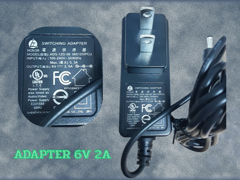Power Adapter AC100-240V Output DC 6V 2A US Plug