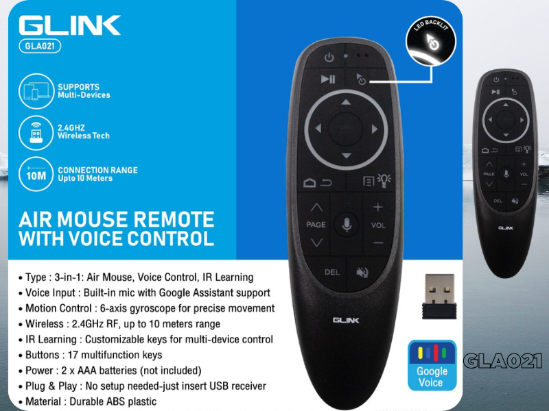 Glink Smart Remote Voice Control Wireless 2.4G รีโมท Air Mouse Voice Control รุ่น GLA021 Glink Smart Remote Voice Control Wireless 2.4G รีโมท Air Mouse Voice Control รุ่น GLA021