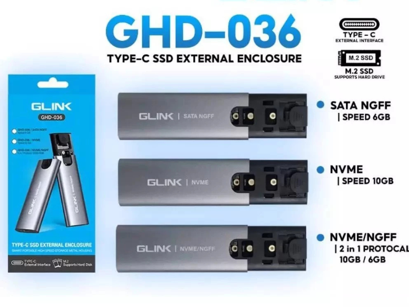 GLINK กล่องใส่ SSD EXTERNAL TYPE-C GLINK รุ่นGHD 036- NVME /NGFF