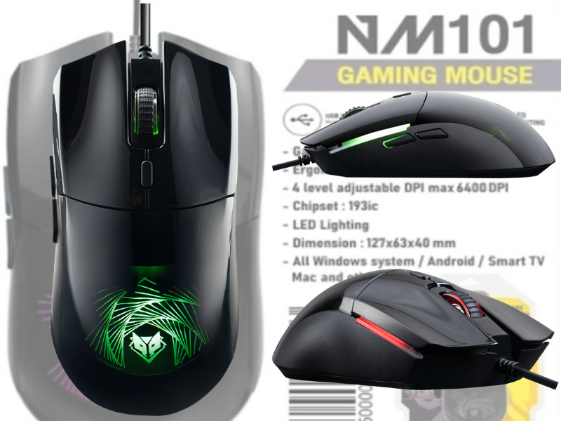 NUBWO NM101 USB GAMING MOUSE ไฟLED 6400dpi