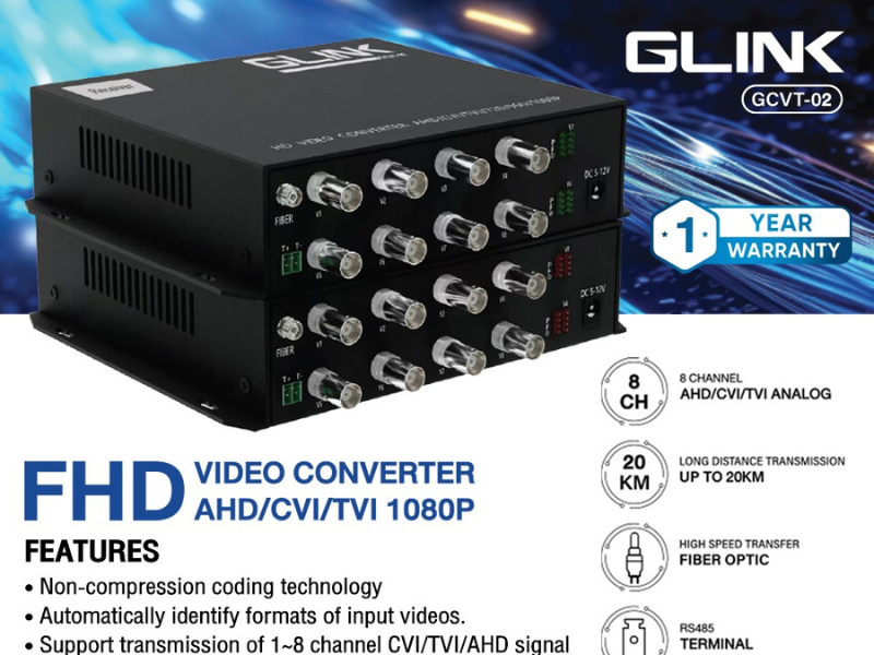 GCVT-02 GLINK FIBER VIDEO MEDIA CONVERTER
