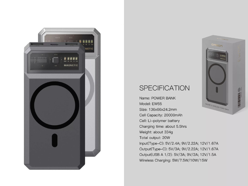 Eloop EW55 MagCharge Magnetic 20000mAh PD 20W