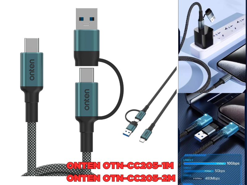 ONTEN CC205 USB3.2 10Gbps Cable Support Video 4K60Hz สาย Type C 2.0M ONTEN CC205 USB3.2 10Gbps Cable Support Video 4K60Hz สาย Type C 2.0M