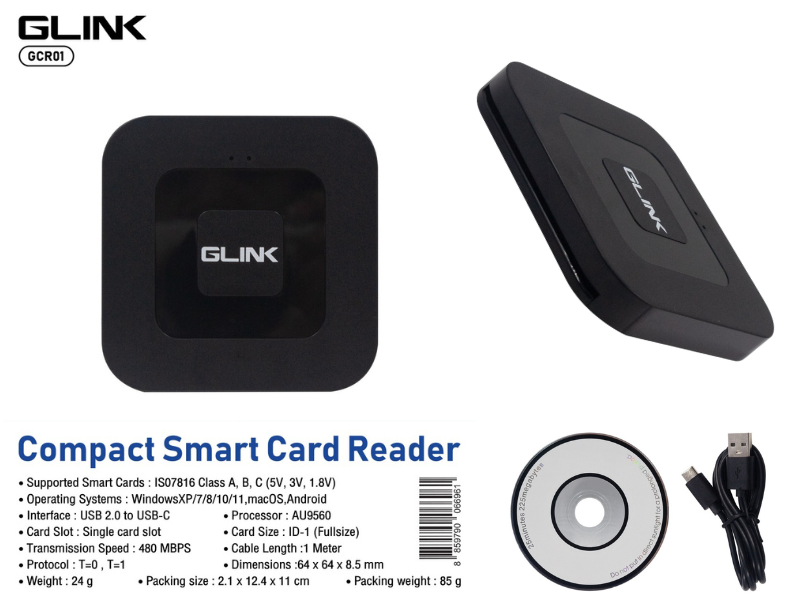 GLINK GCR01 COMPACT SMART CARD READER อ่านบัตรประชาชน GLINK GCR01 COMPACT SMART CARD READER อ่านบัตรประชาชน