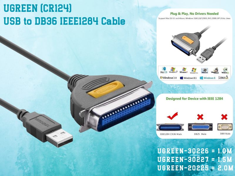 UGREEN-CR124 USB2.0 TO DB36/IEEE1284 CABLE 2.0M UGREEN-CR124 USB2.0 TO DB36/IEEE1284 CABLE 2.0M