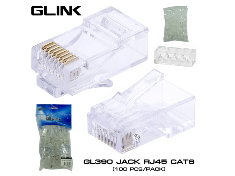 Glink รุ่น GL390  หัวต่อสายแลนคุณภาพสูง RJ45 CAT6 100pcs./pcak