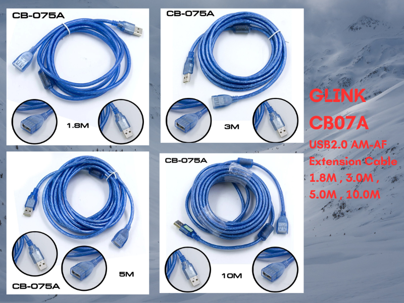 GLINK รุ่น CB075A USB2.0 AM-AF EXTENSION CABLE สายยาว 10.0เมตร